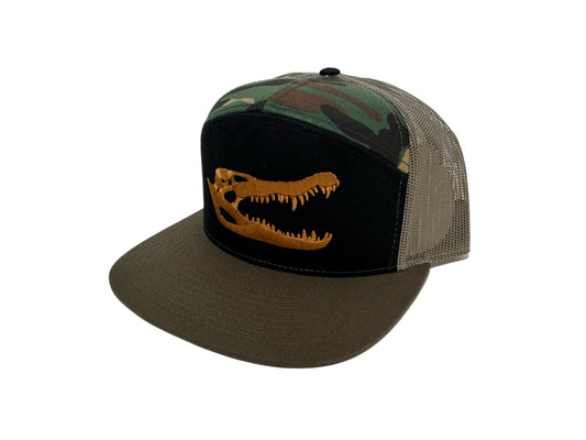 Gator Skull Camo Hat | 7 panel | Black Cypress Outfitters