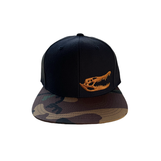 Black Hat with Camo Brim | GATOR SKULL | Black Cypress Outfitters